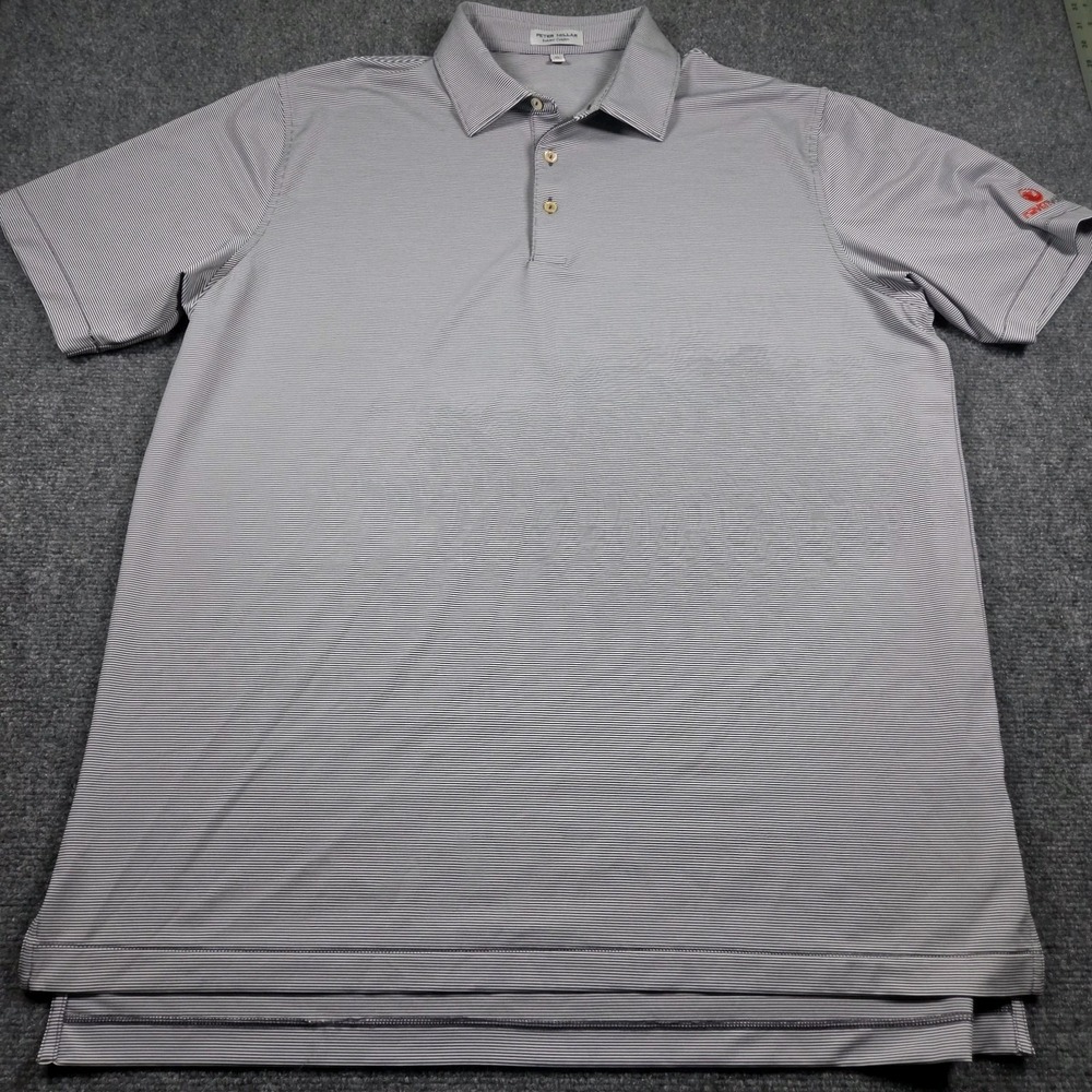Peter Millar Summer Comfort Golf Polo Shirt Mens XL White Striped Stretch